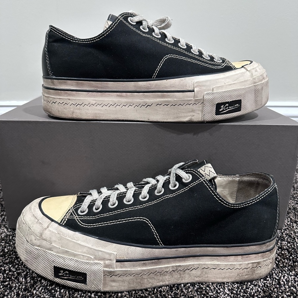 Visvim Skagway LO G. Pattern Black Canvas Sneaker